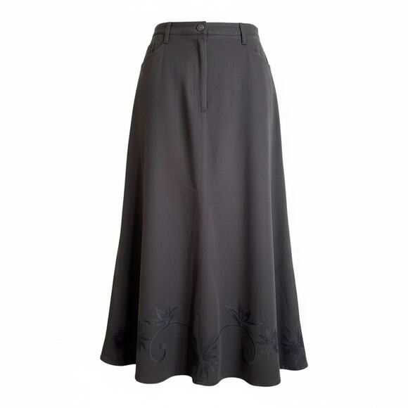 Jaeger Dresses & Skirts - Jaeger Women’s A-line Skirt Black Floral Embroidery Size 10 ? Missing Tags